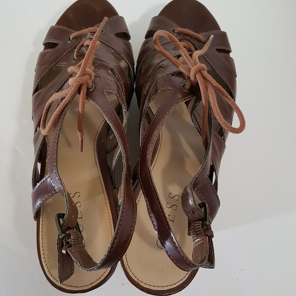 VTG Guess Lace up Cork Platform Heels 9/9.5 - Picture 7 of 7